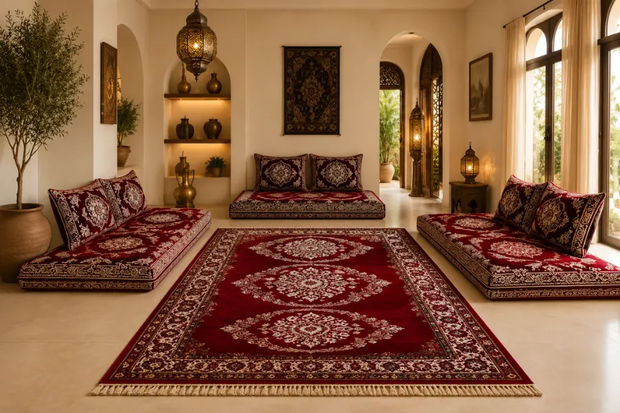 Afghane Traditionnelle Matela Bordeaux Royal classic seating